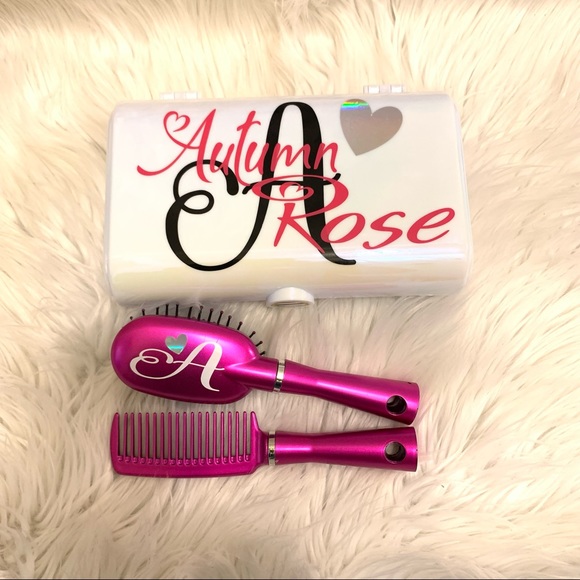 Personalized Beauty set, hair brush, comb, makeup case with mirror - Picture 2 of 10